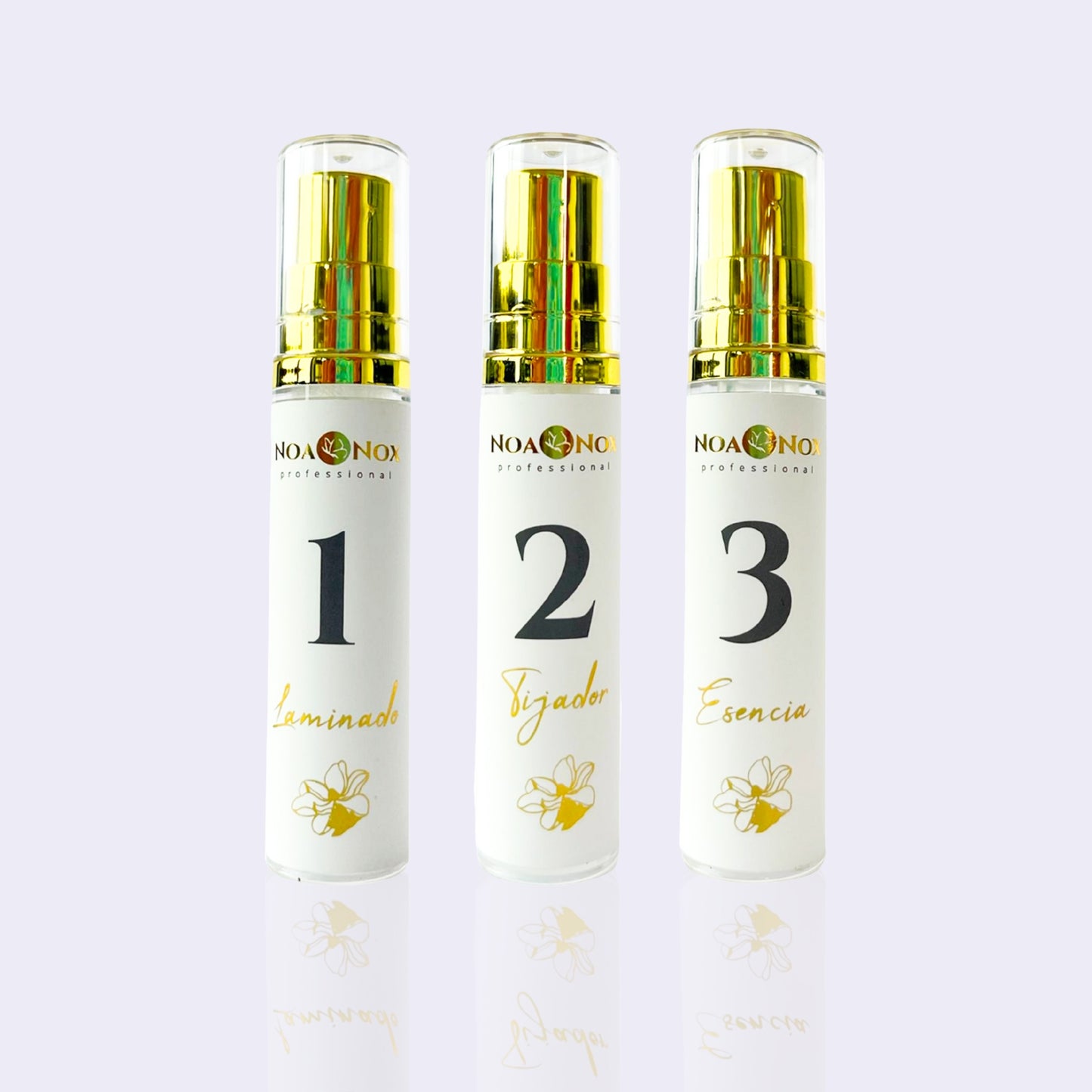 Pasos 1, 2 y 3 de lifting y laminado de cejas para 30 servicios